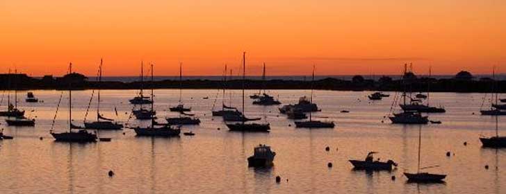 Sonnenuntergang in New Harbor, Rhode Island